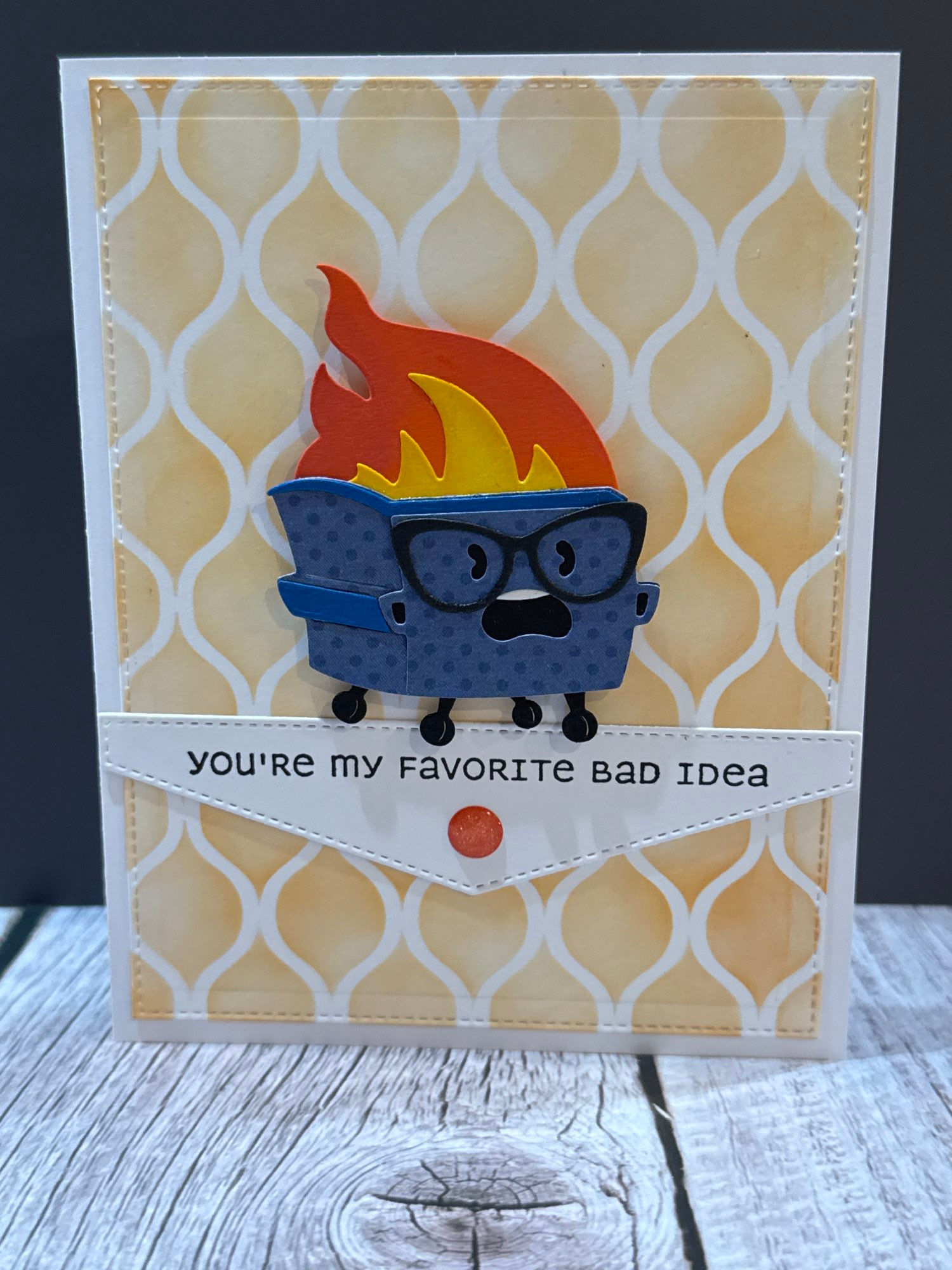 Dumpster Fire - Blue - Orange Stencil Background 