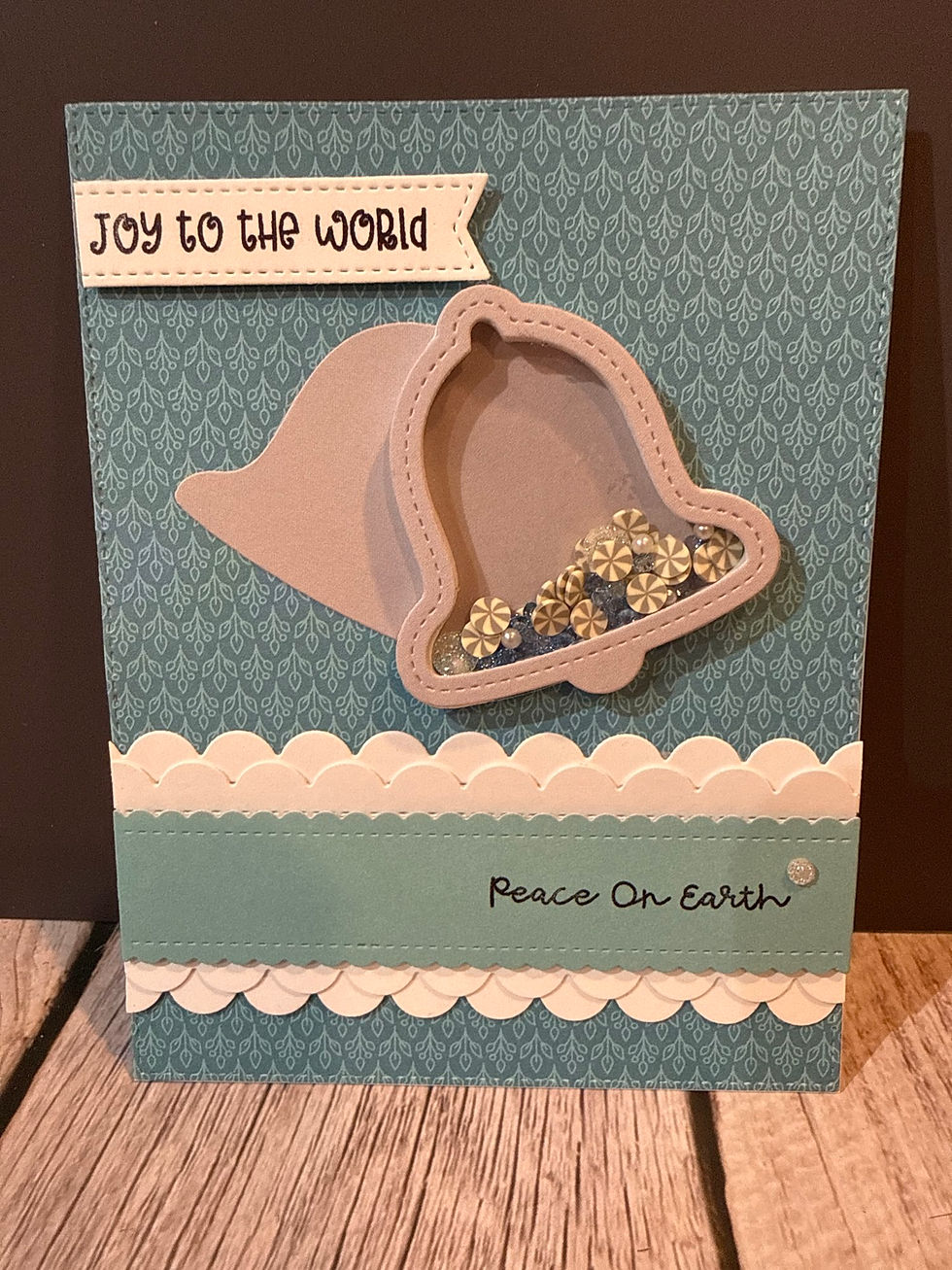Handmade Christmas card with "Joy to the world", "Peace On Earth", shaker bell.