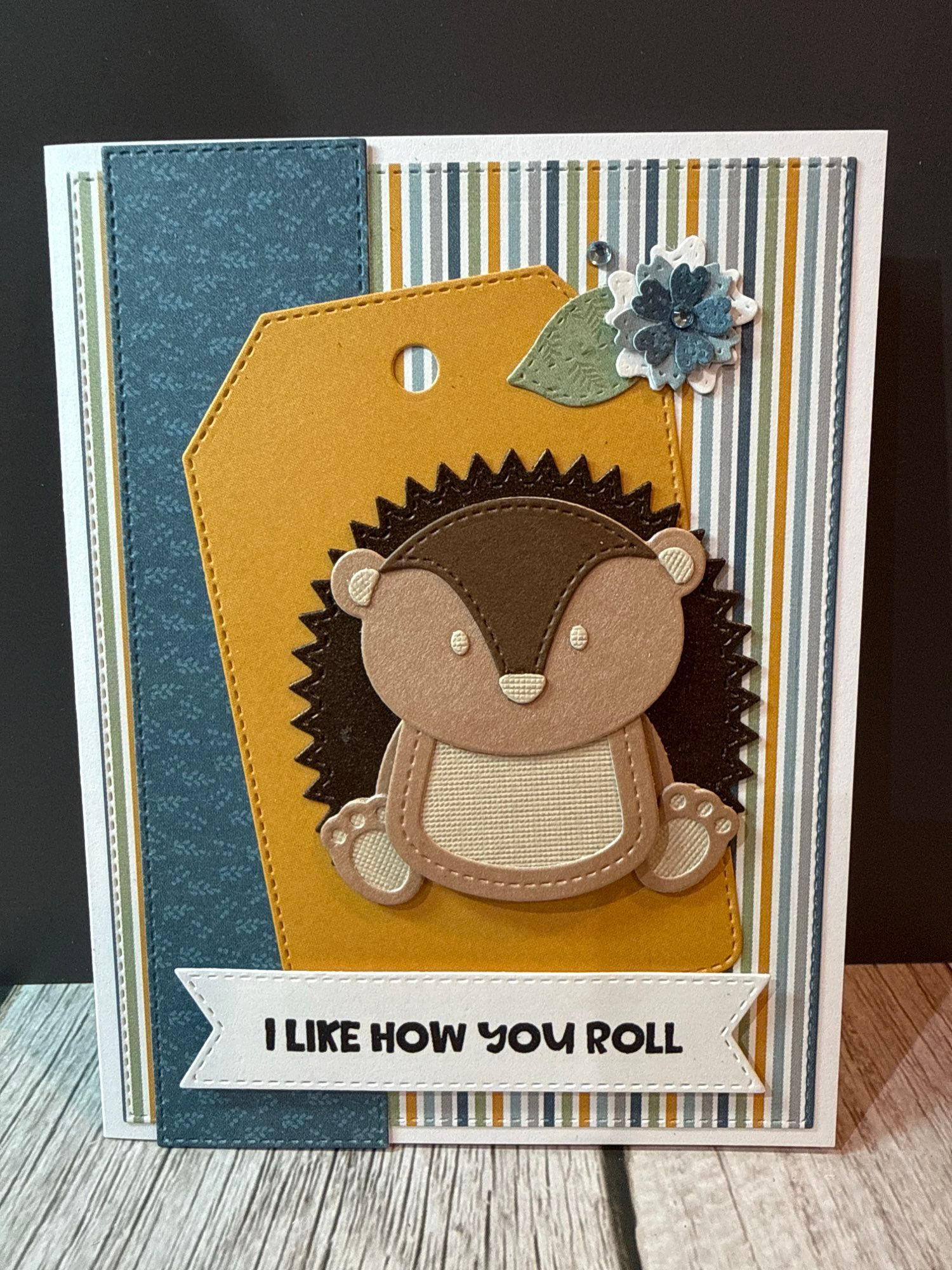 Striped background with die cut porcupine