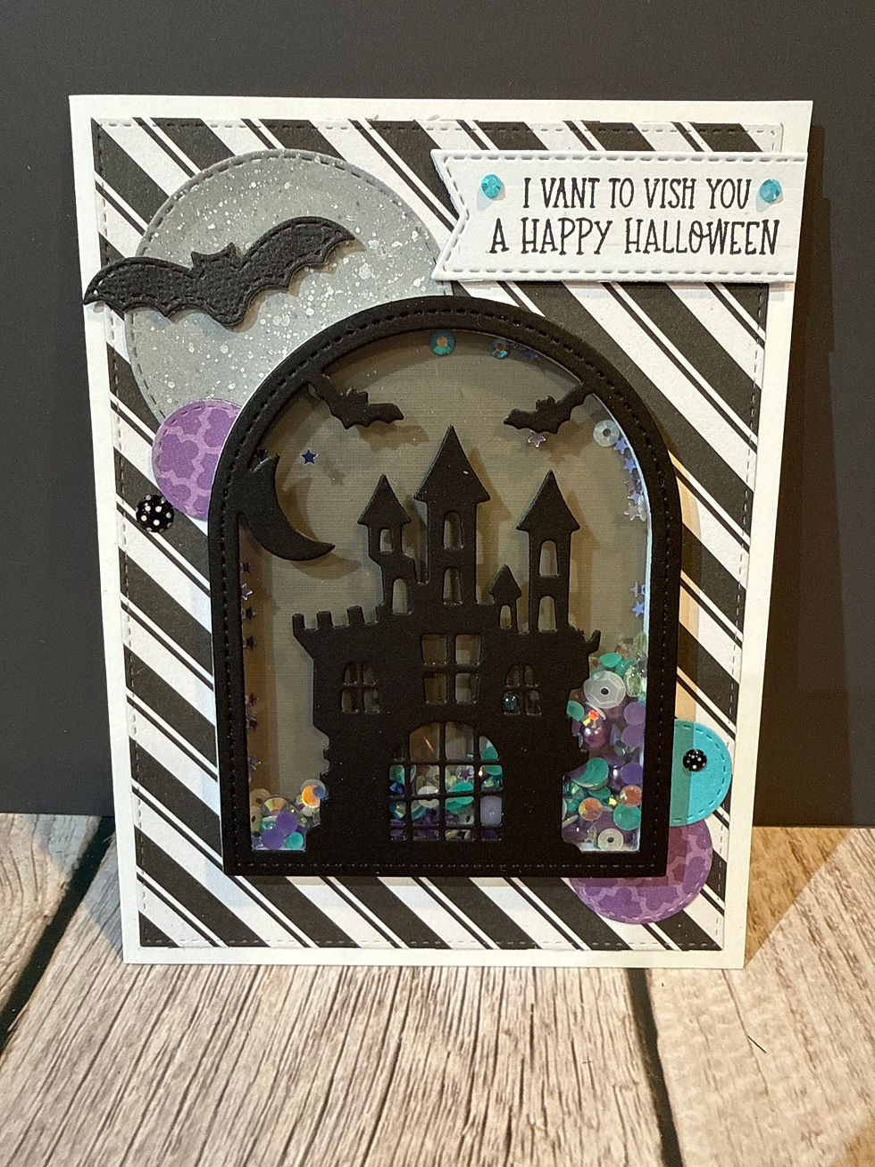 Handmade halloween scene; black and white stripe background
