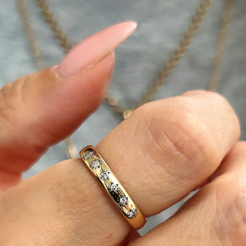 Solid star set diamond band