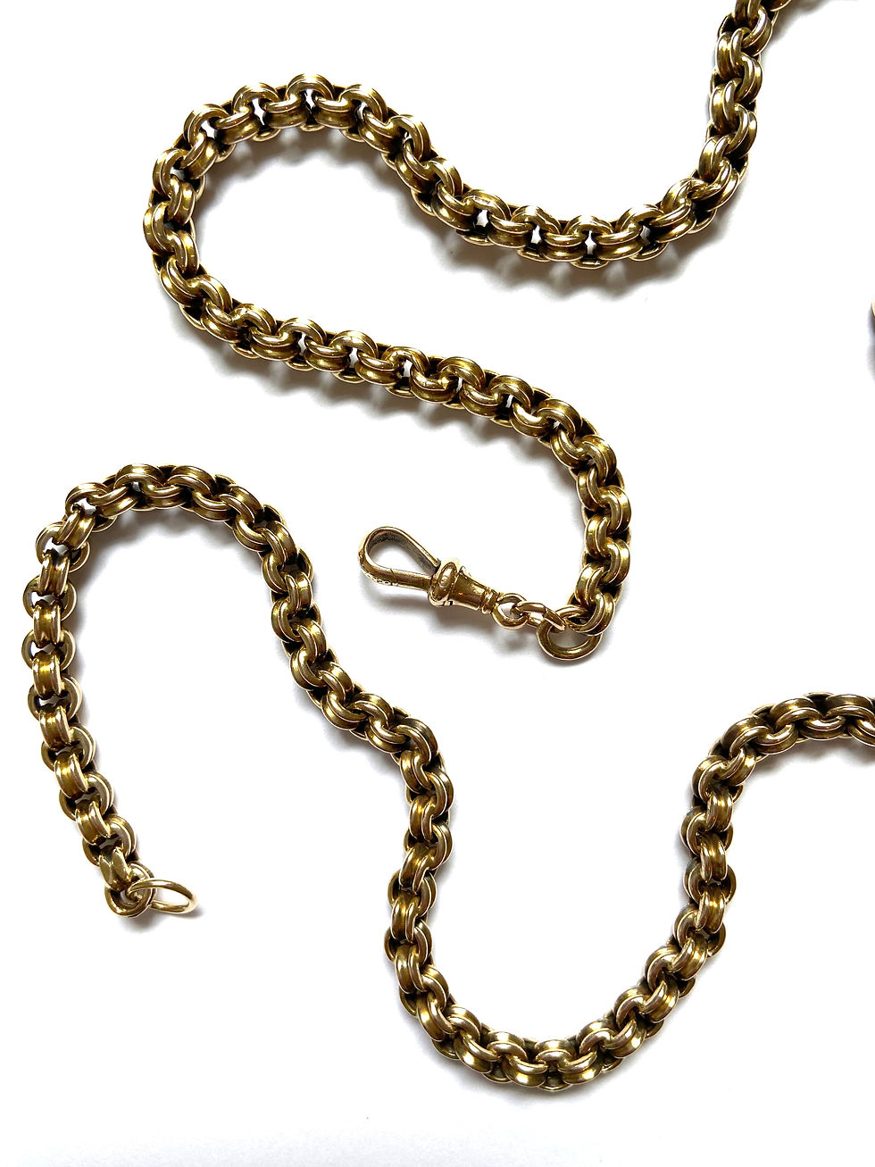 Thumbnail: Beautiful Victorian ribbed belcher chain with dog clip 