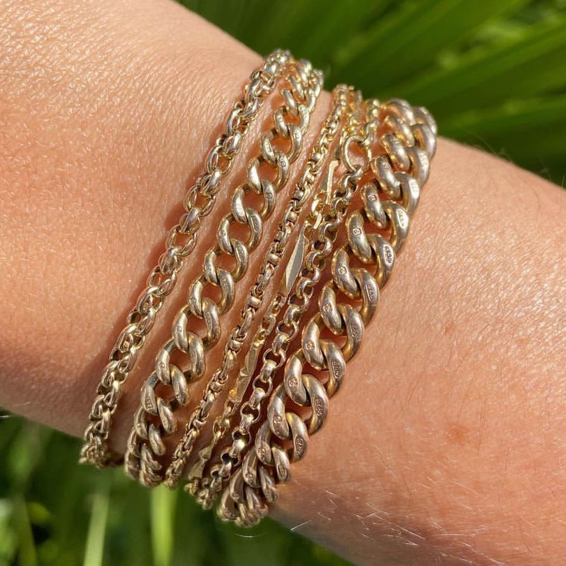 Thumbnail: Antique mixed link bracelet with padlock 