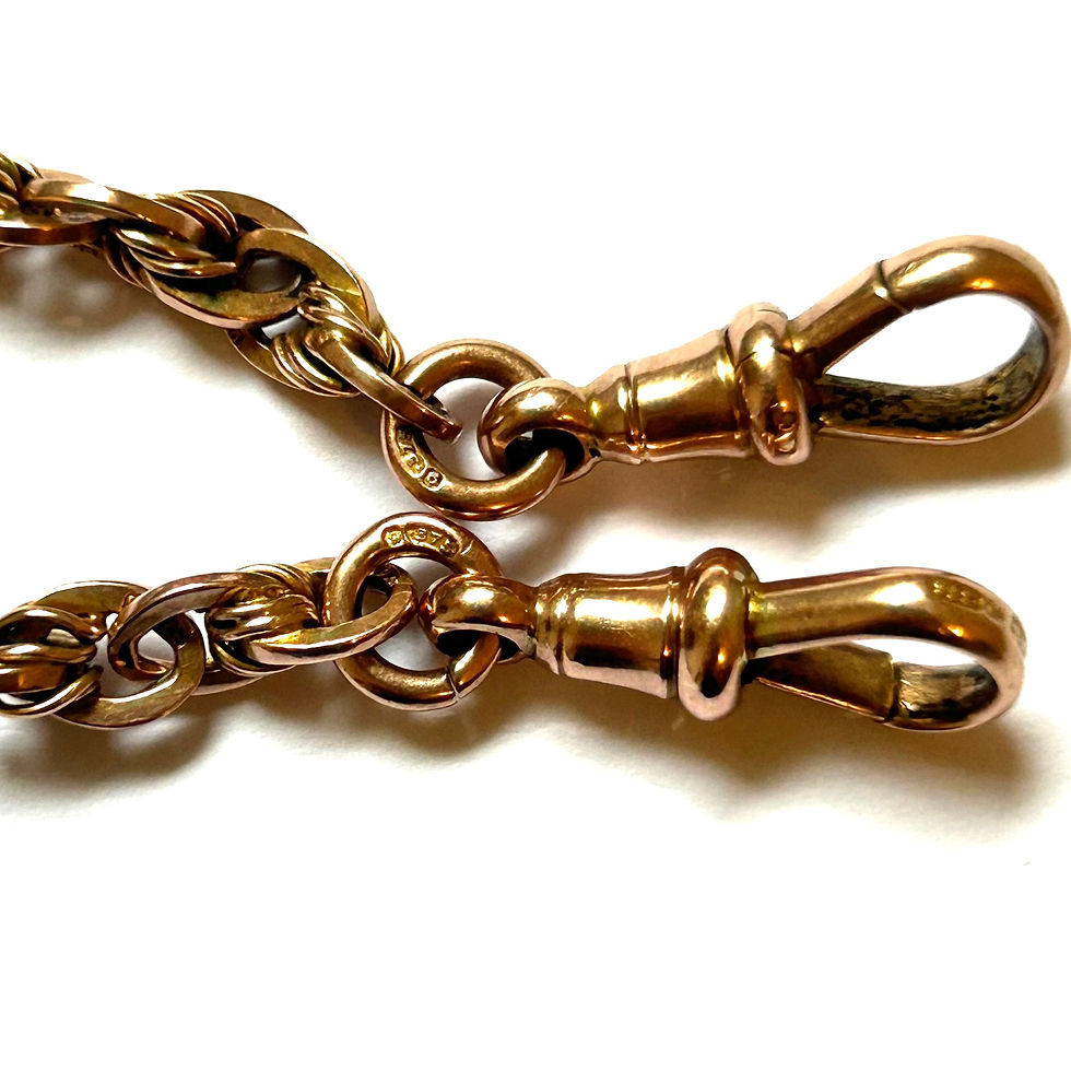 Thumbnail: Antique mixed link double Albert chain with dog clips