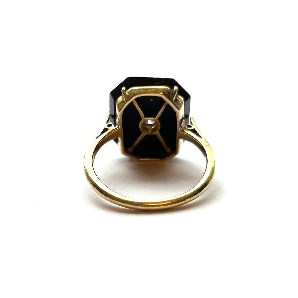 Thumbnail: Onyx and diamond plaque ring