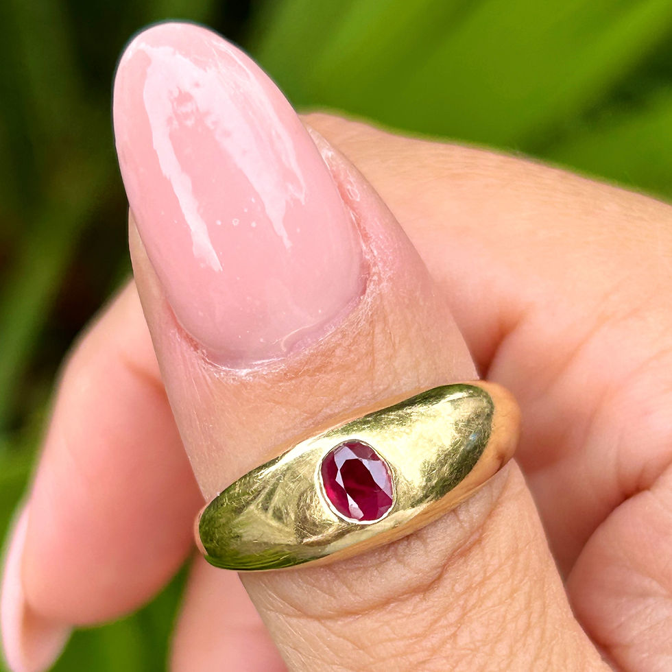 Thumbnail: Heavy flush set ruby ring 