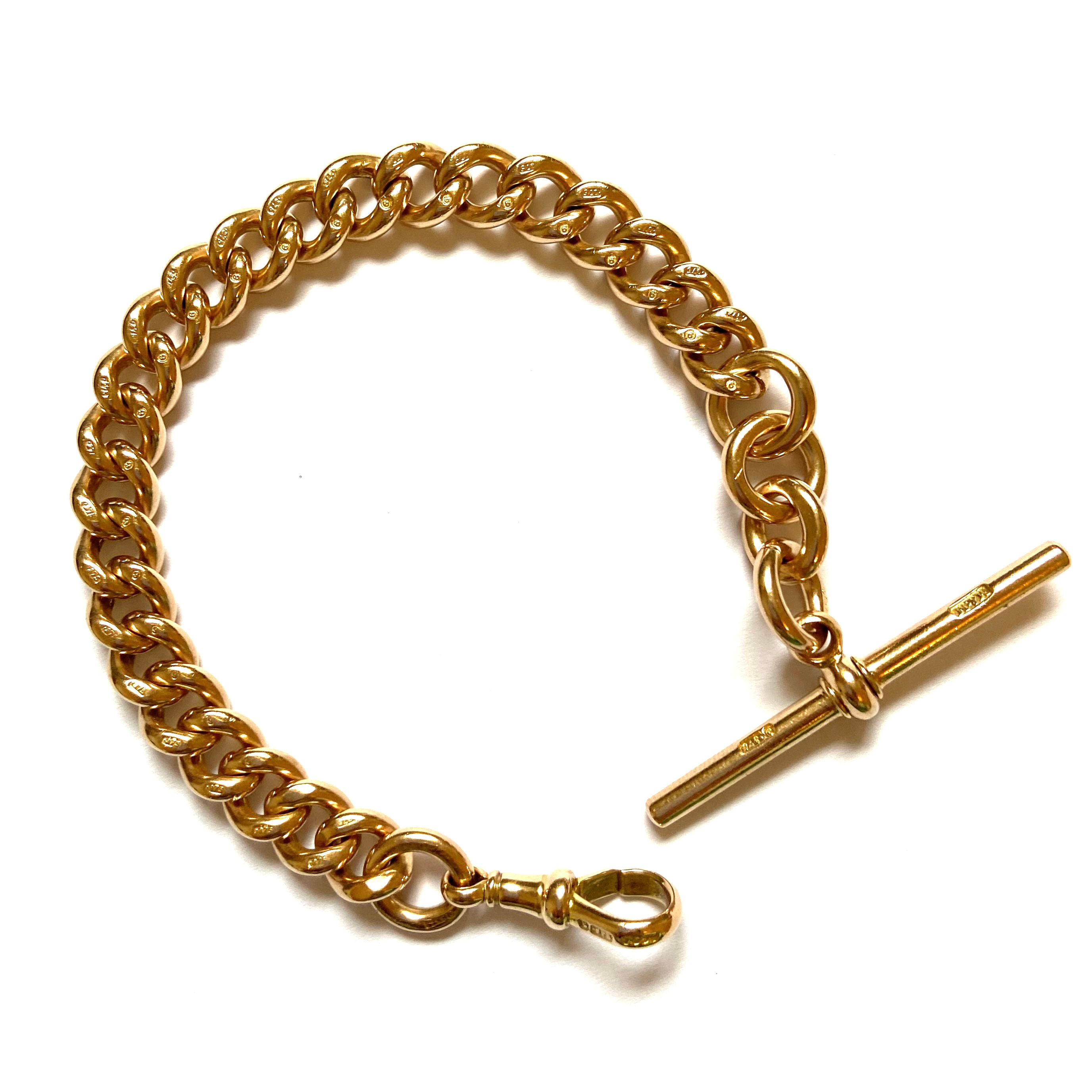 Heavy antique curb bracelet with tbar and dog clip