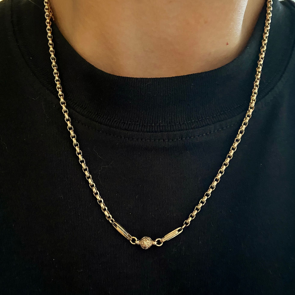 Thumbnail: Antique fancy link chain with dog clip