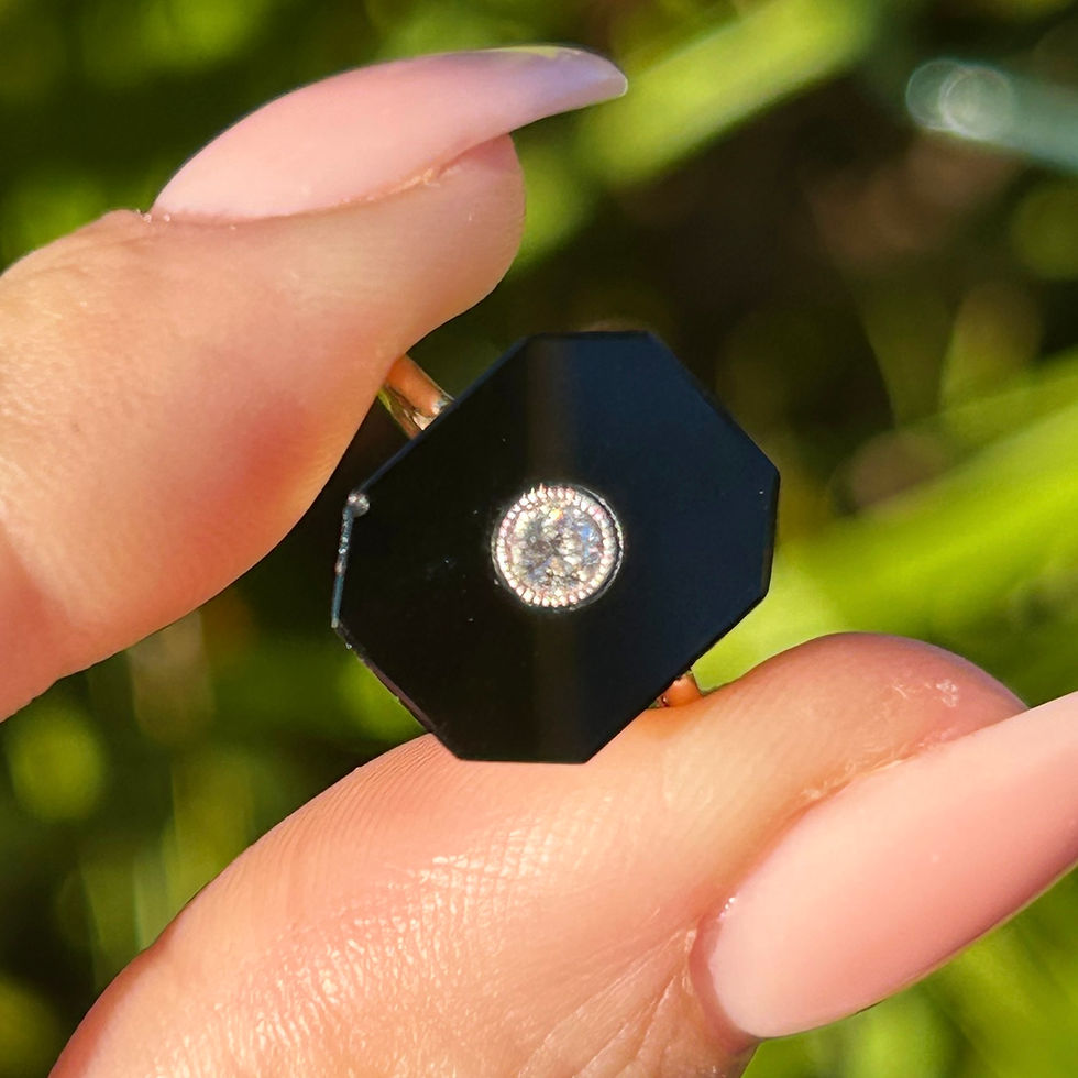 Thumbnail: Onyx and diamond plaque ring