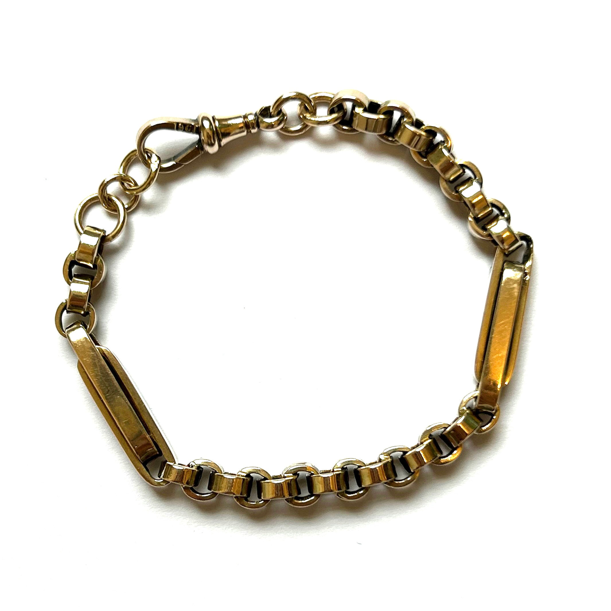 Antique mixed link bracelet with dog clip
