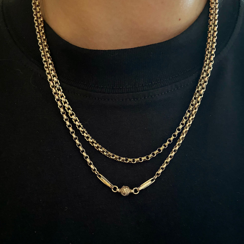 Thumbnail: Antique fancy link chain with dog clip