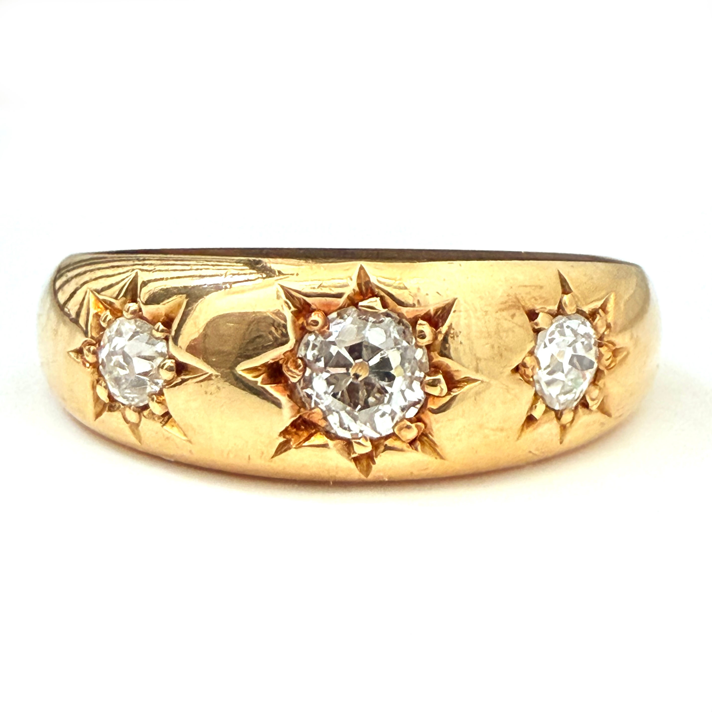 Superb antique old cut starburst trilogy ring