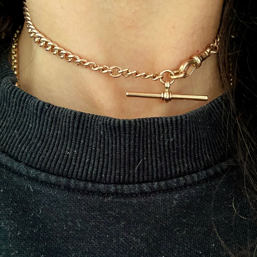 Thumbnail: Antique Albert chain with dog clip and tbar