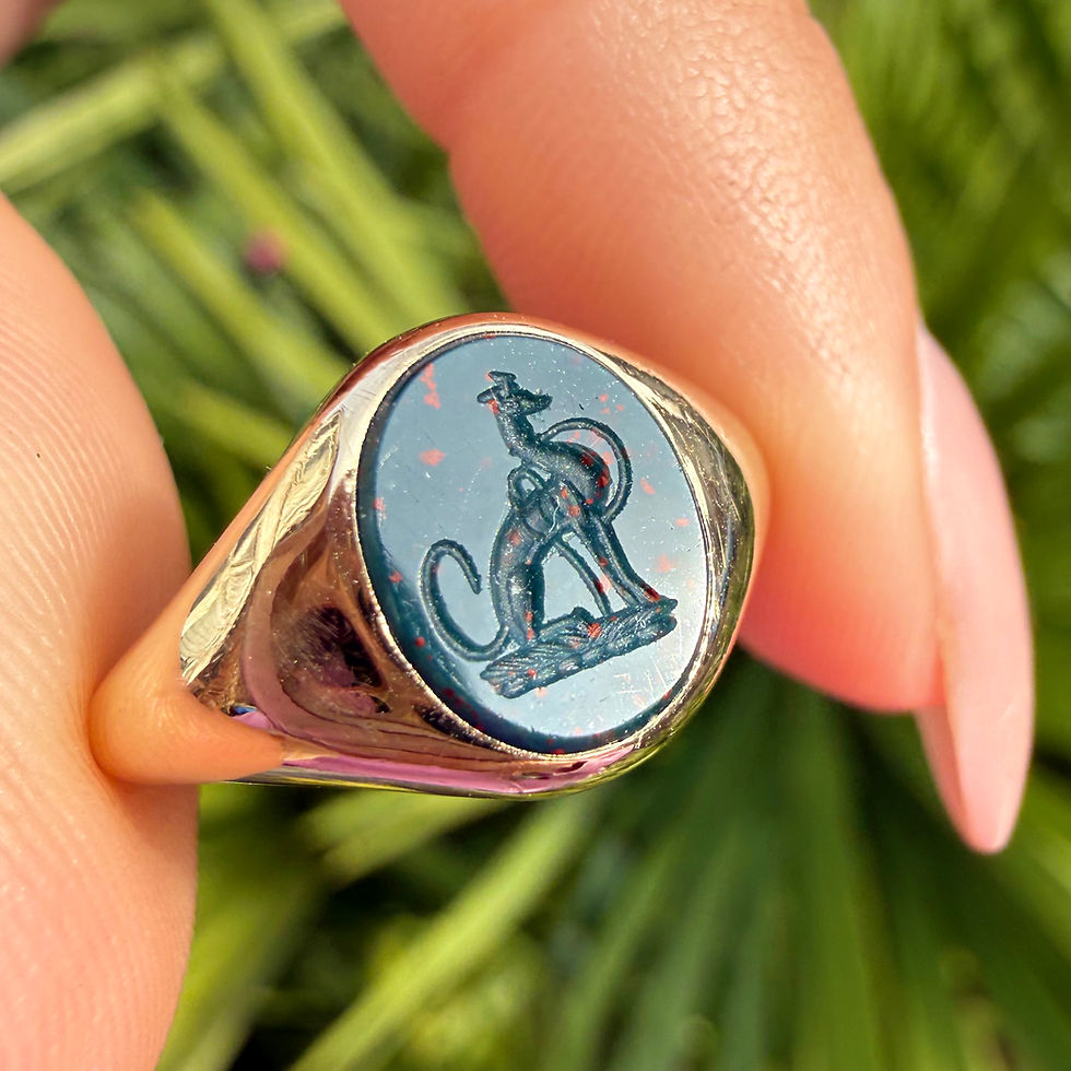 Thumbnail: Hand carved bloodtsone seal signet ring