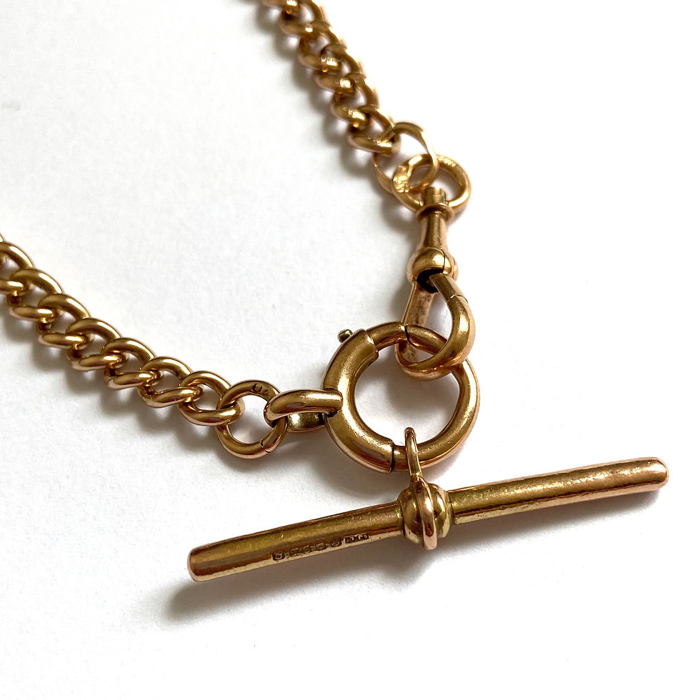 Thumbnail: Antique Albert chain with bolt clasp and dog clip 