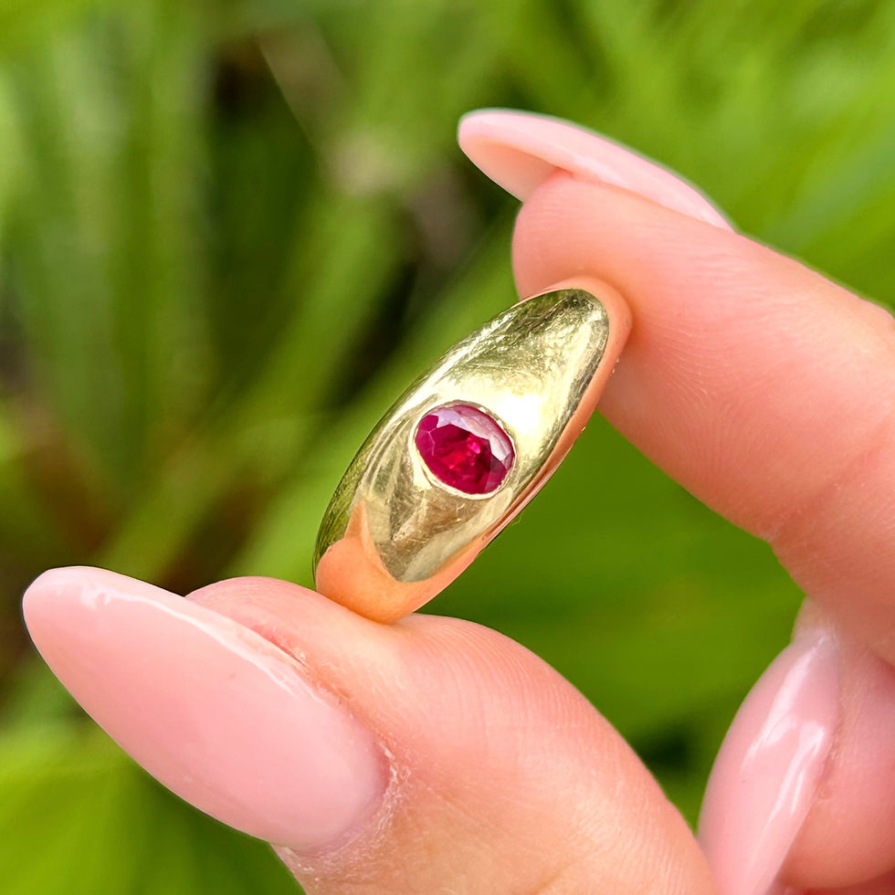 Heavy flush set ruby ring