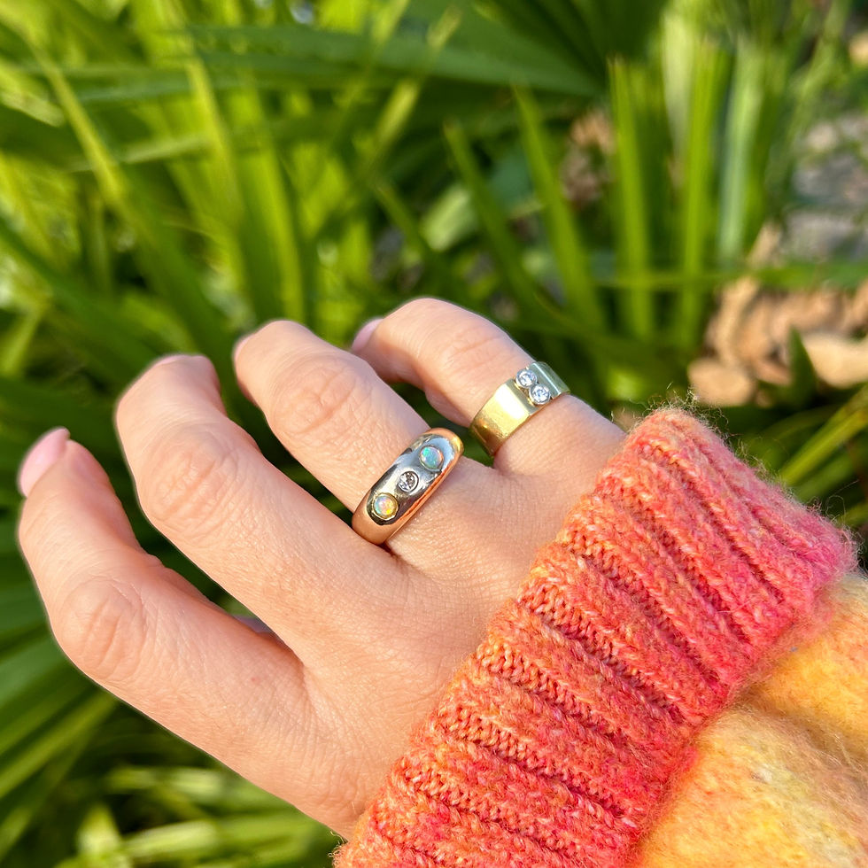 Thumbnail: Heavy flush set ring with opals