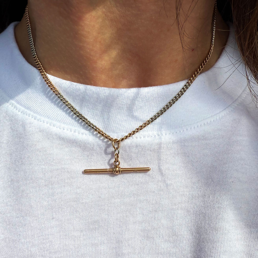 Thumbnail: High carat bi colour Albert chain - 15.5"
