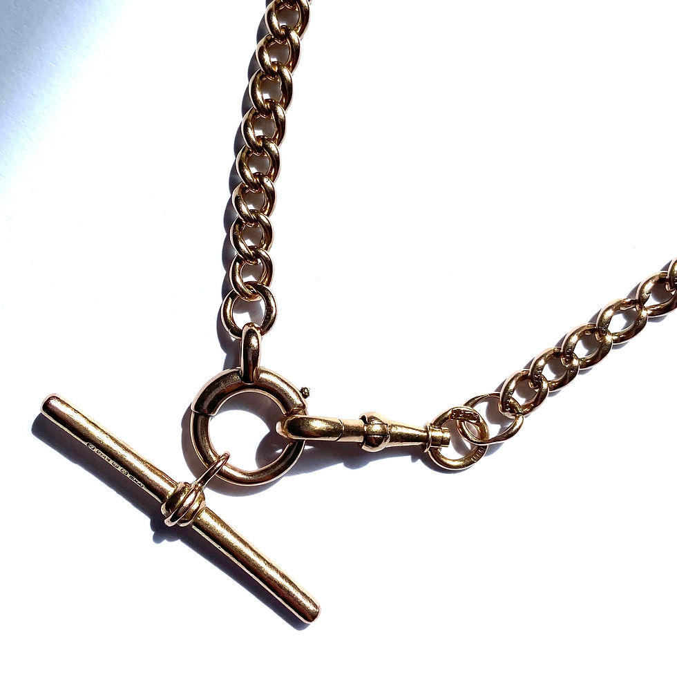 Thumbnail: Antique Albert chain with bolt clasp and dog clip 