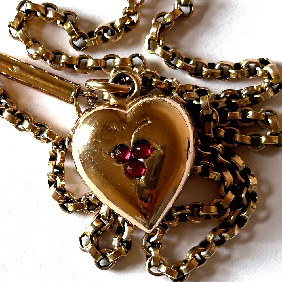 Thumbnail: Heavy antique heart pendant and belcher chain