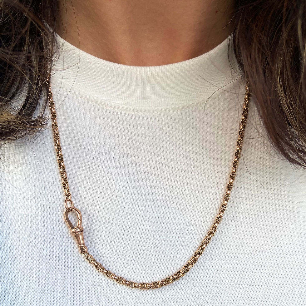 Thumbnail: Rose gold fancy belcher chain with dog clip 