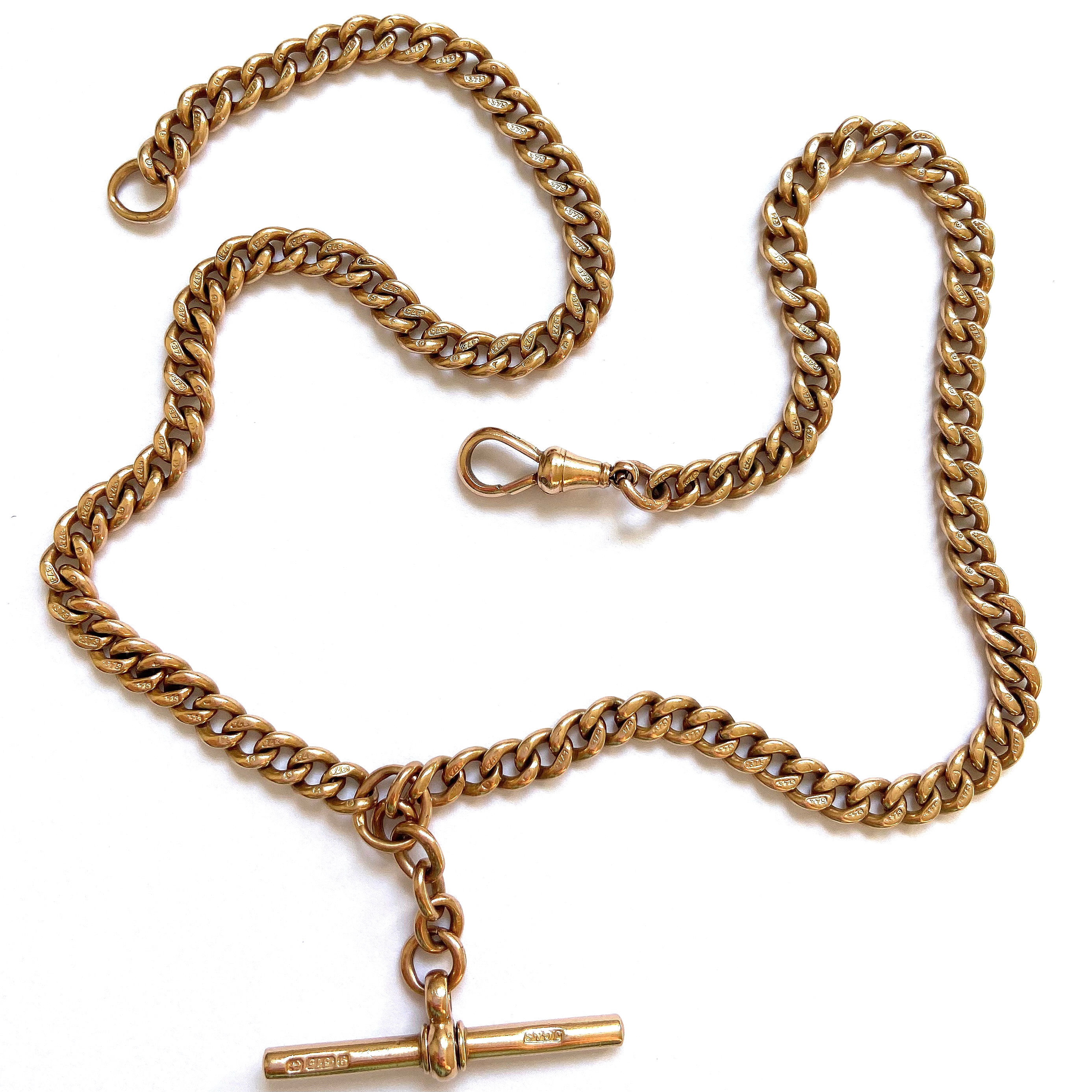 Antique double Albert with dog clip and fixed tbar