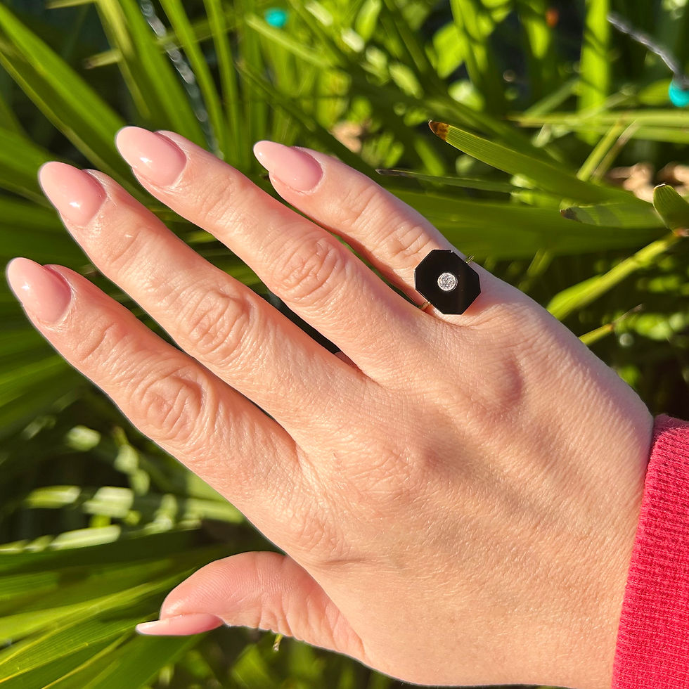 Thumbnail: Onyx and diamond plaque ring