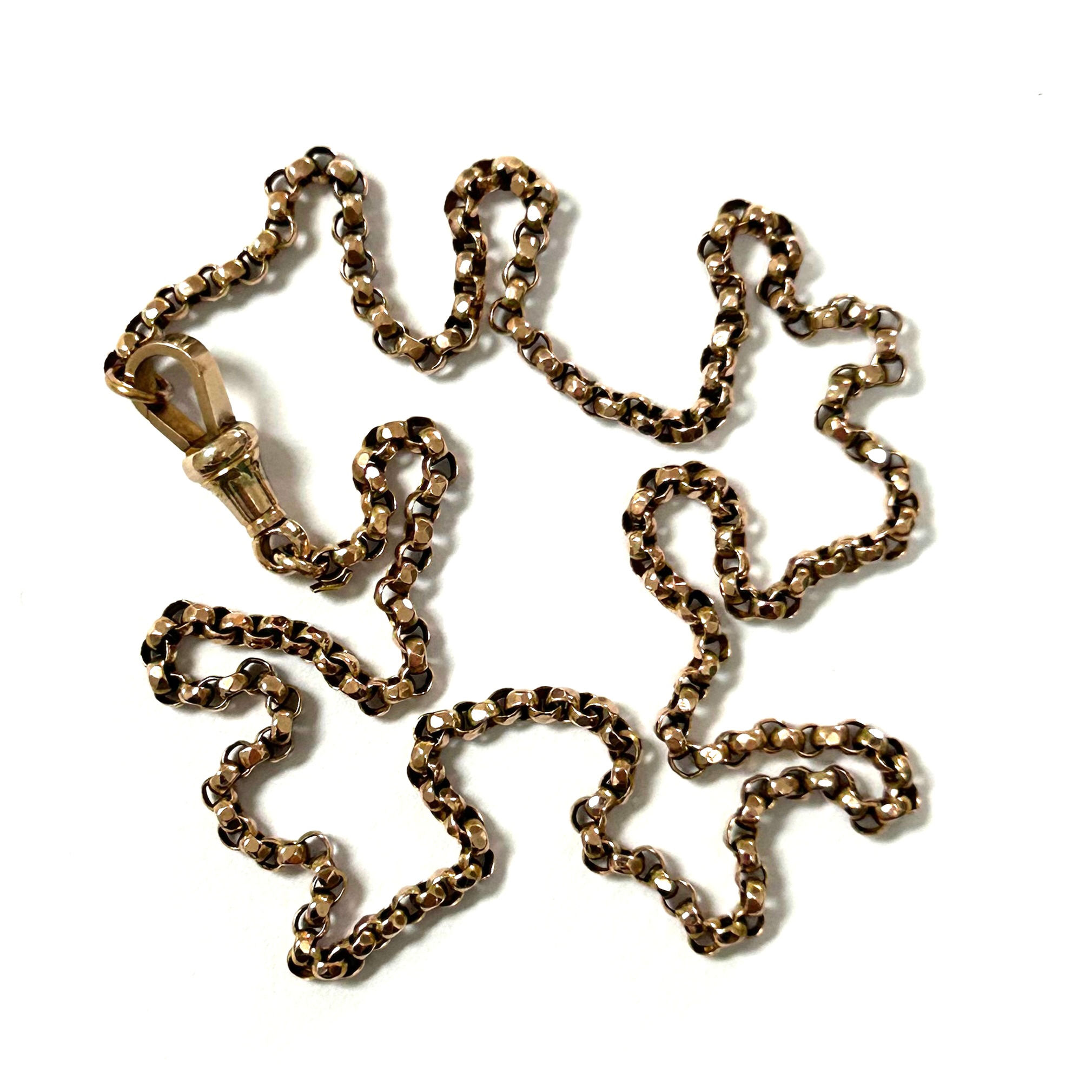 Antique belcher chain with flat edge dog clip