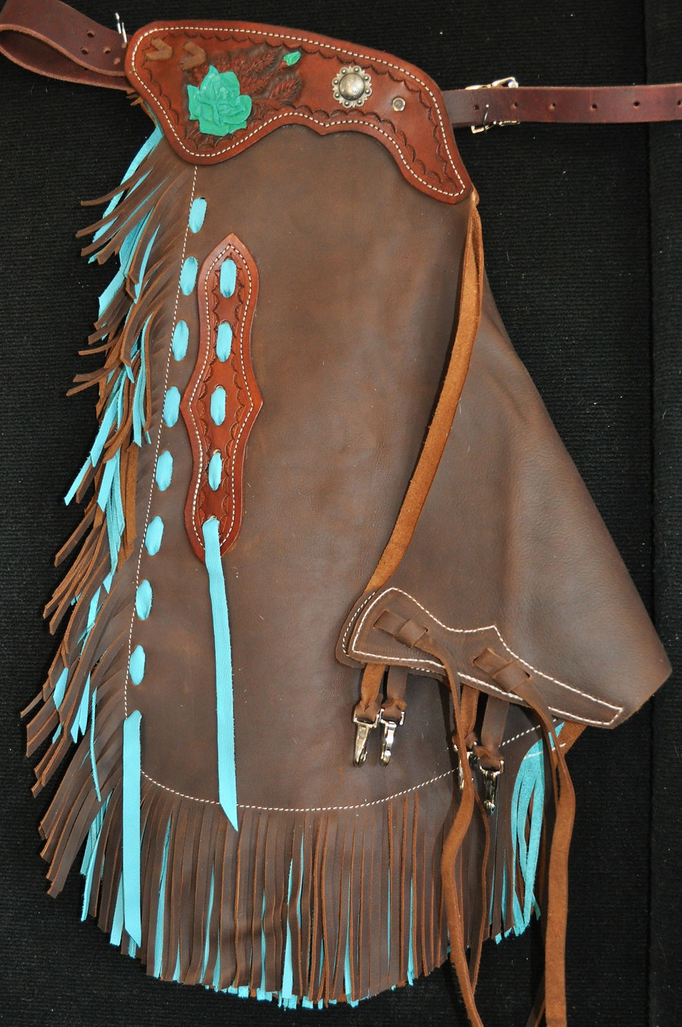 Thumbnail: Custom Made Leather Chinks/Turquoise