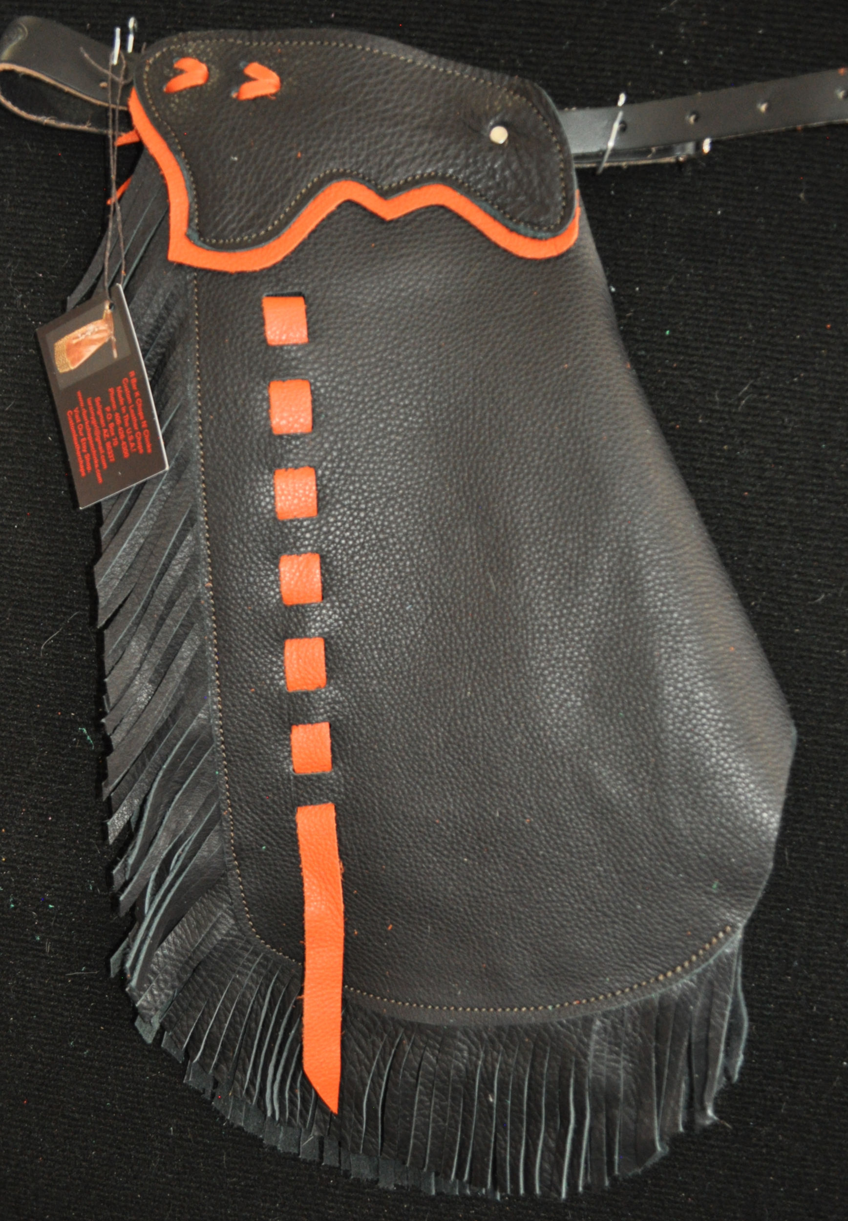Custom Made Leather Kid's Chinks/Orange