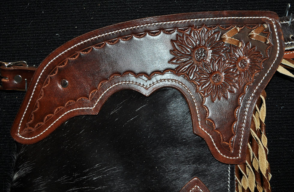 Thumbnail: Custom Made Hair On Cowhide Chinks