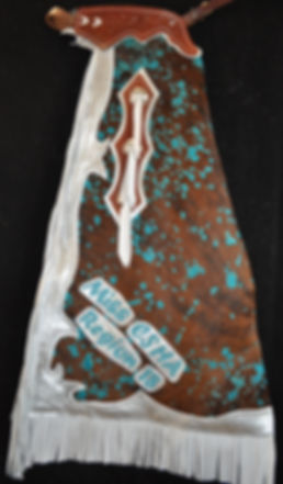 Custom Made Rodeo Royalty Chaps/Turquoise Acid Wash