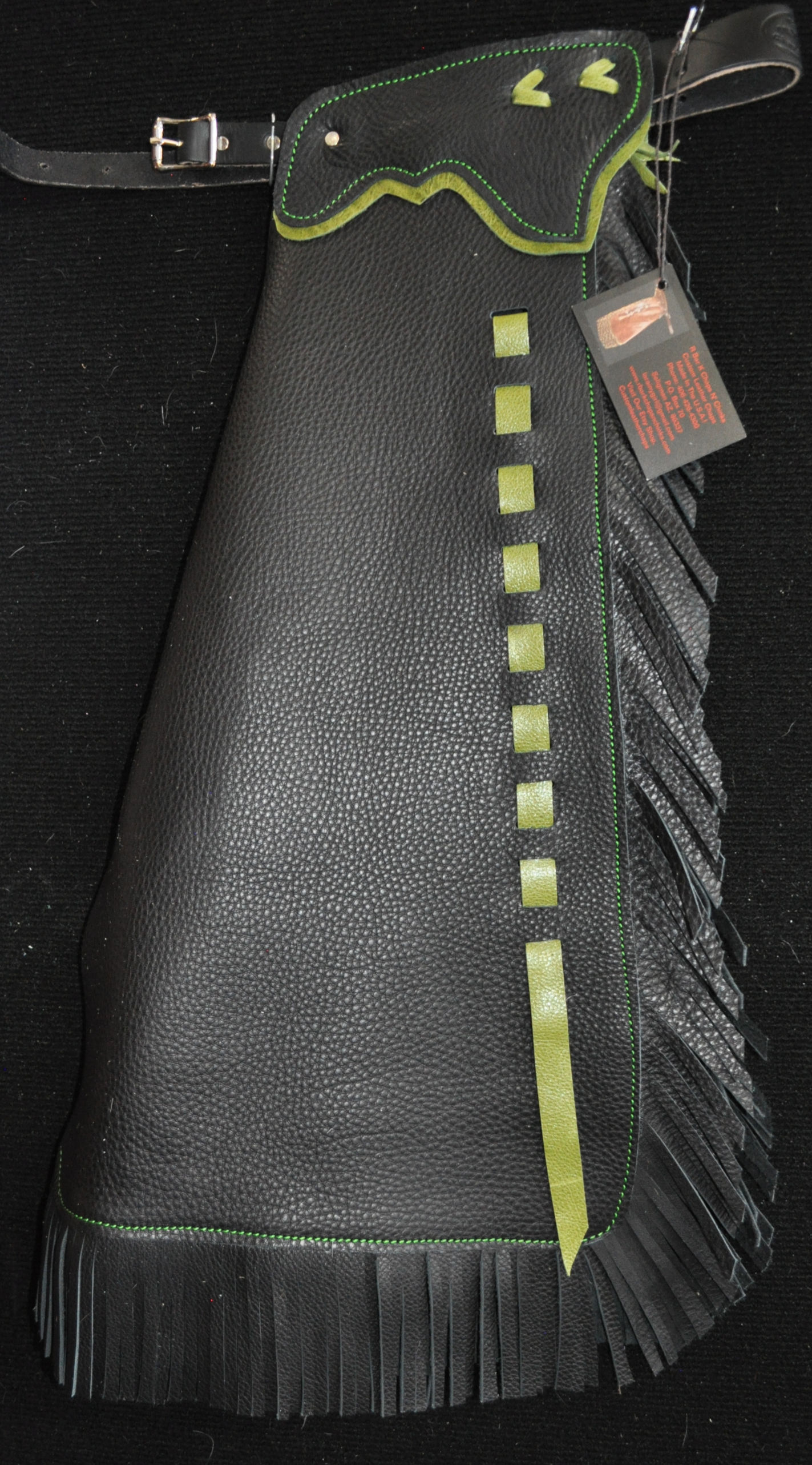 Custom Made Leather Kid's Chaps/Green