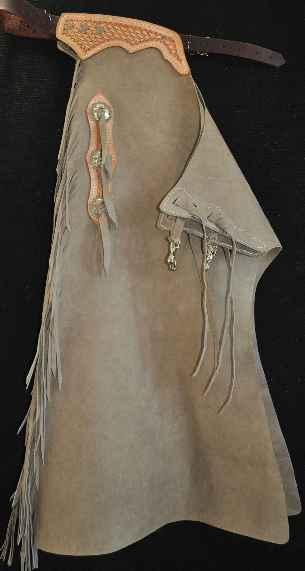 Thumbnail: Custom Made Leather Batwing Chaps/Buckskin