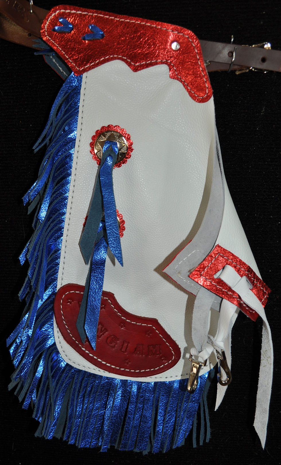 Thumbnail: Custom Made Leather Kid's Patriotic Chinks and Vest Set
