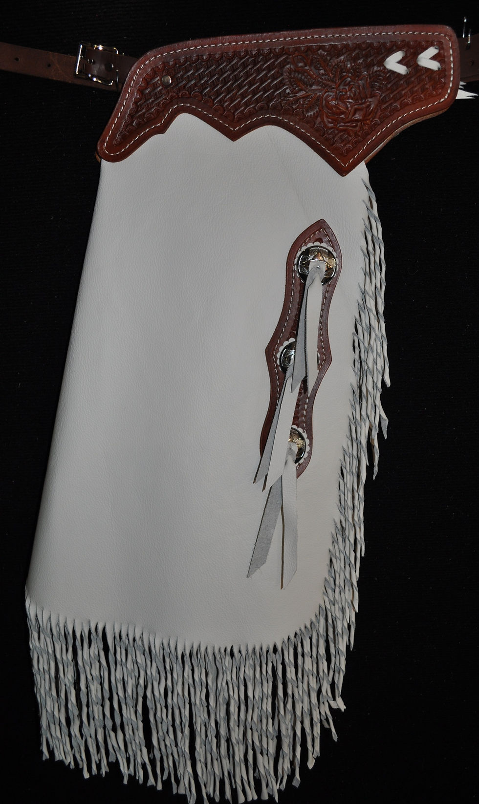 Custom Made Leather Chinks/ Floral Carved