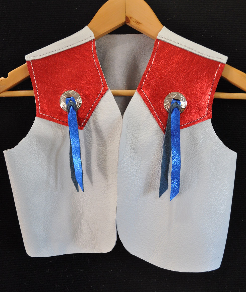 Thumbnail: Custom Made Leather Kid's Patriotic Chinks and Vest Set