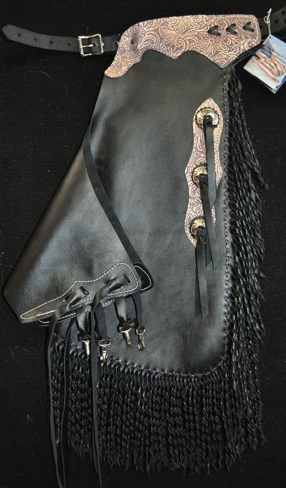 Thumbnail: Custom Made Leather Chinks/Purple Embossed