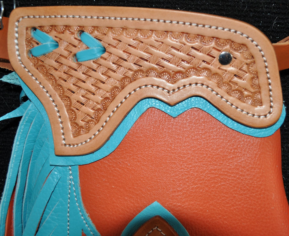 Thumbnail: Custom Made Kid's Rodeo Chaps/Orange/Turquoise Chaps