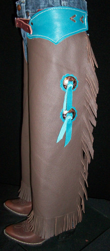 Custom Made Kid's Rodeo Chaps/Turquoise Leather Chaps | RBarKChapsN'Chinks