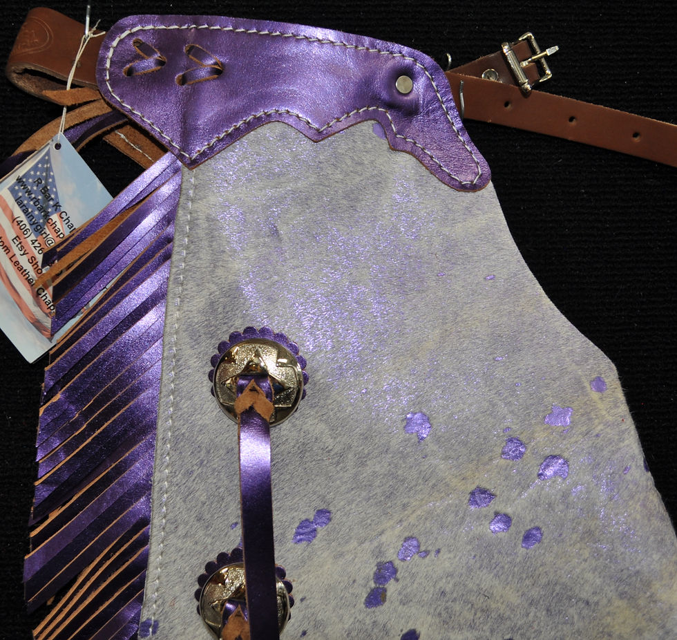 Thumbnail: Custom Made Purple Acid Wash Rodeo Royalty Chaps
