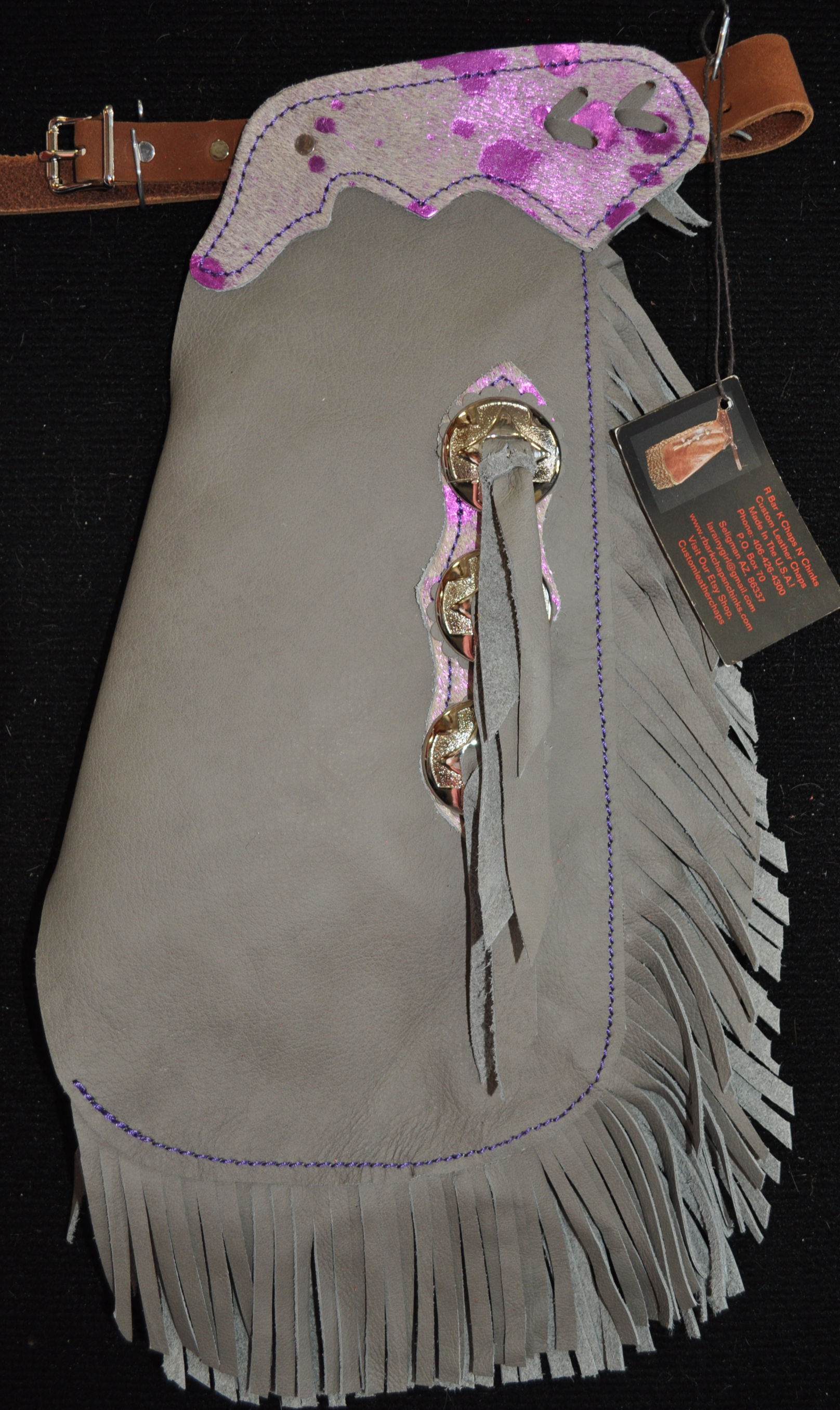 Custom Made Leather Kid's Chinks/Size 3/4