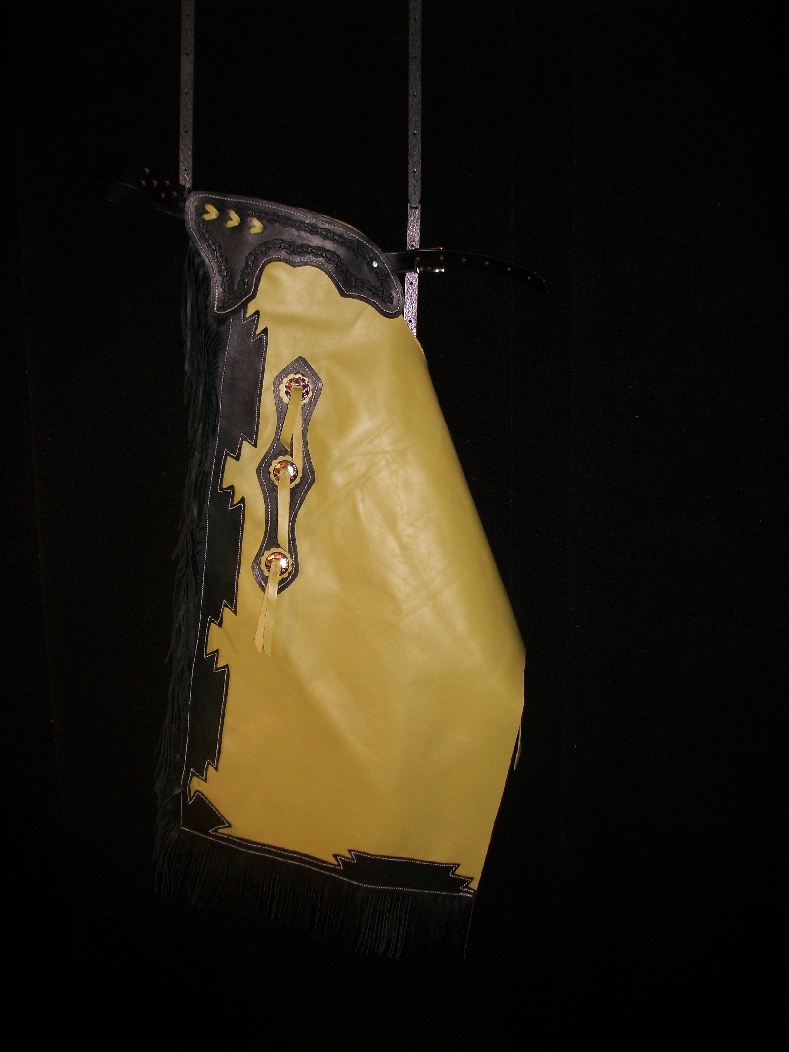 Custom Made Leather Rodeo Chaps/Green | RBarKChapsN'Chinks