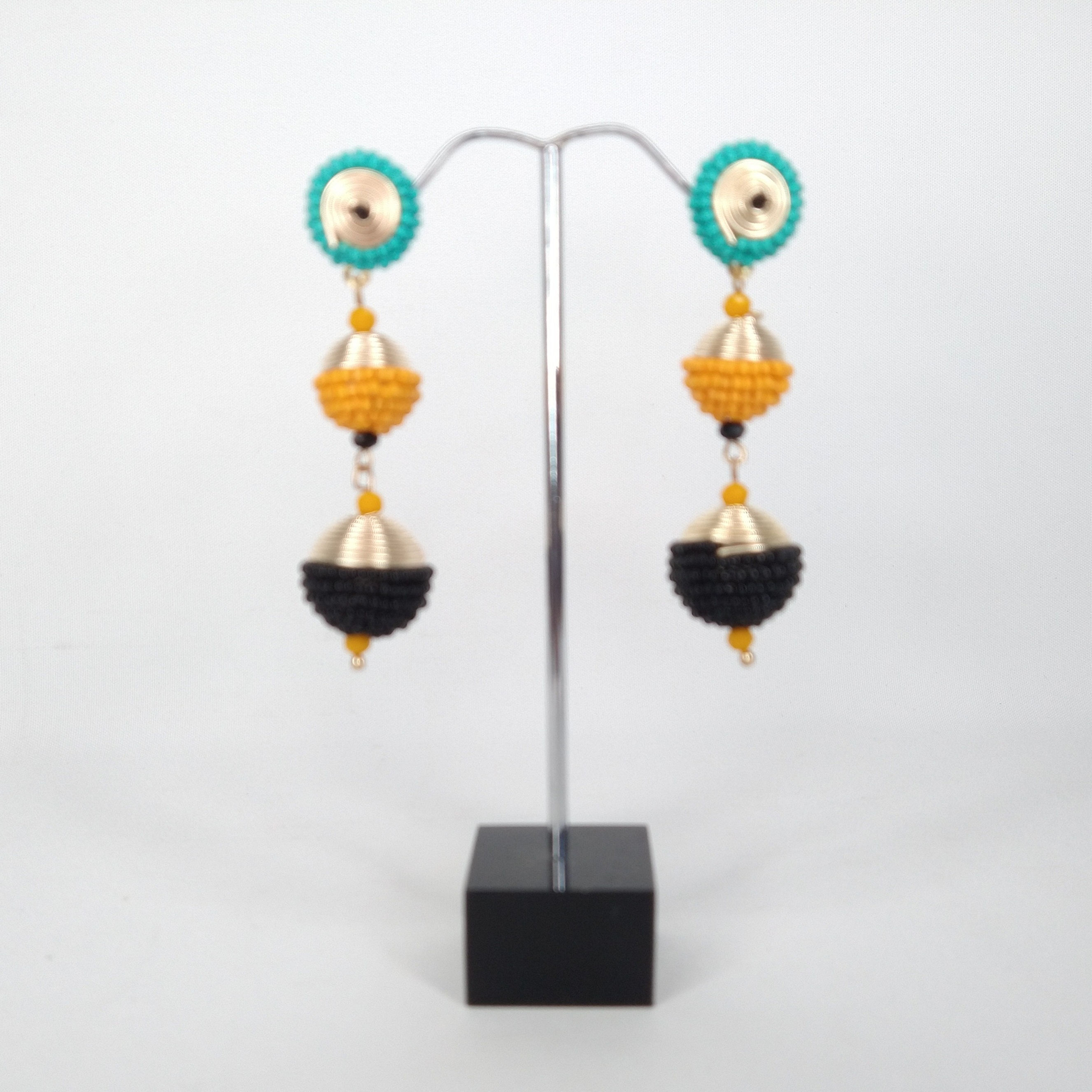 Suzie Blue Long drop Seed Bead Earrings