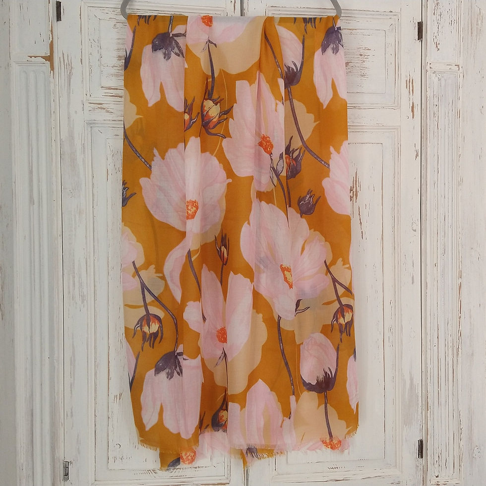 Thumbnail: Hem & Edge 1324 Big Floral Orange Scarf