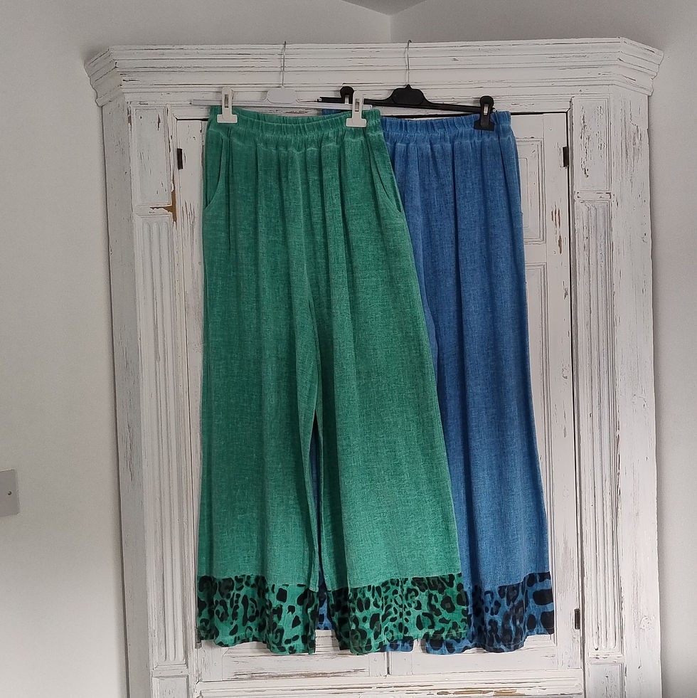 Thumbnail: Animal Print Washed Cotton Trousers