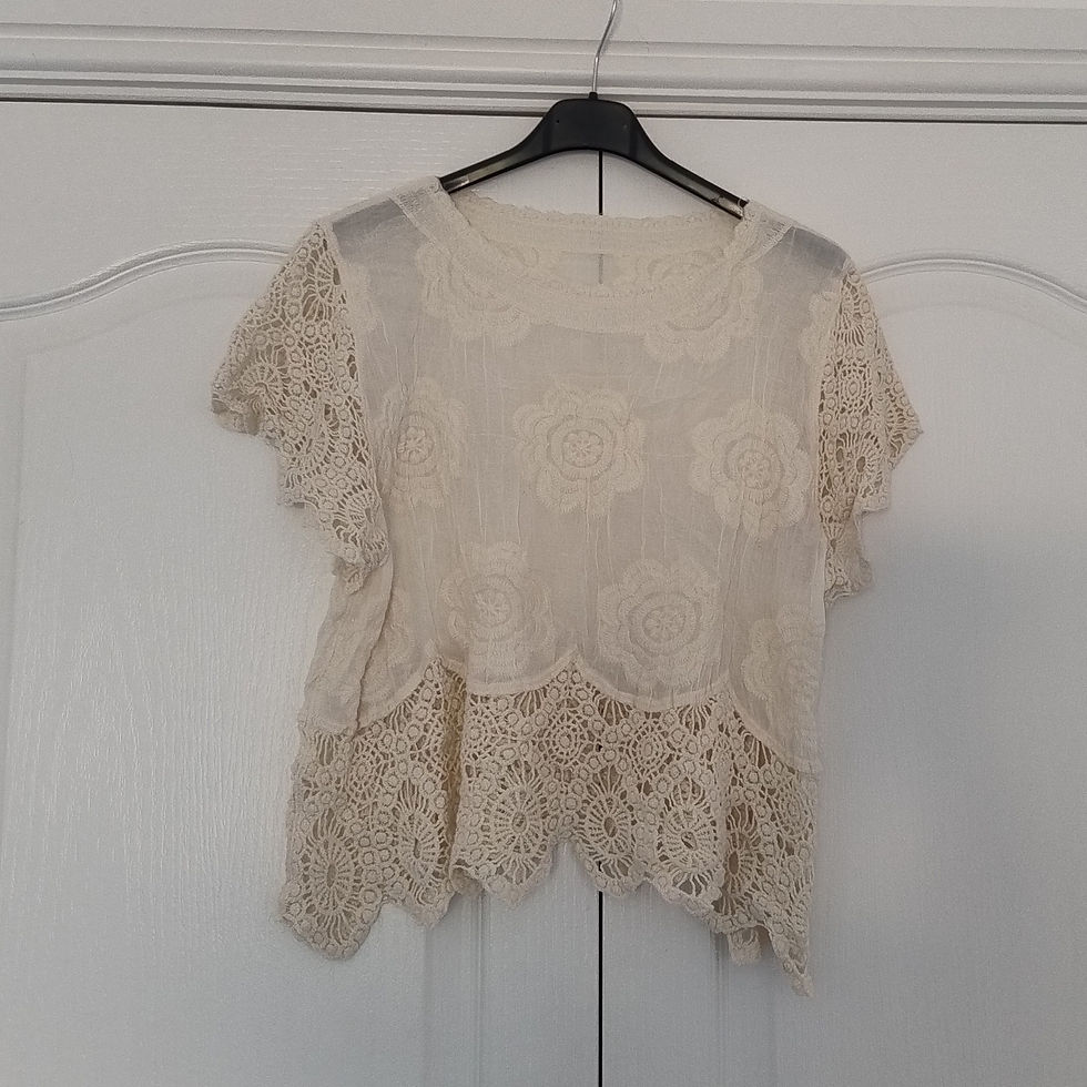Thumbnail: Cap Sleeve Crochet Embroidery Top