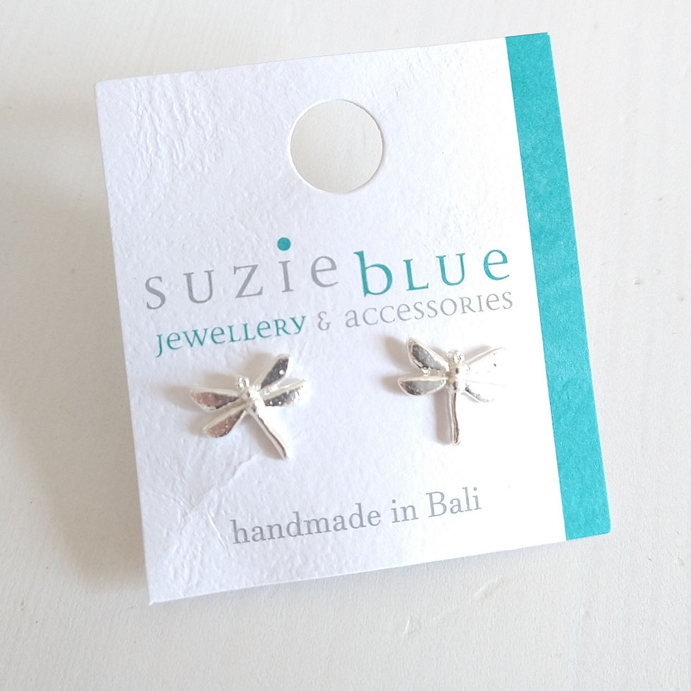 Thumbnail: Suzie Blue Dragon Fly Earrings