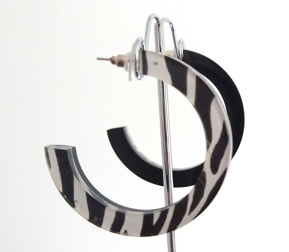 Thumbnail: Large Zebra Effect Resin Earrings