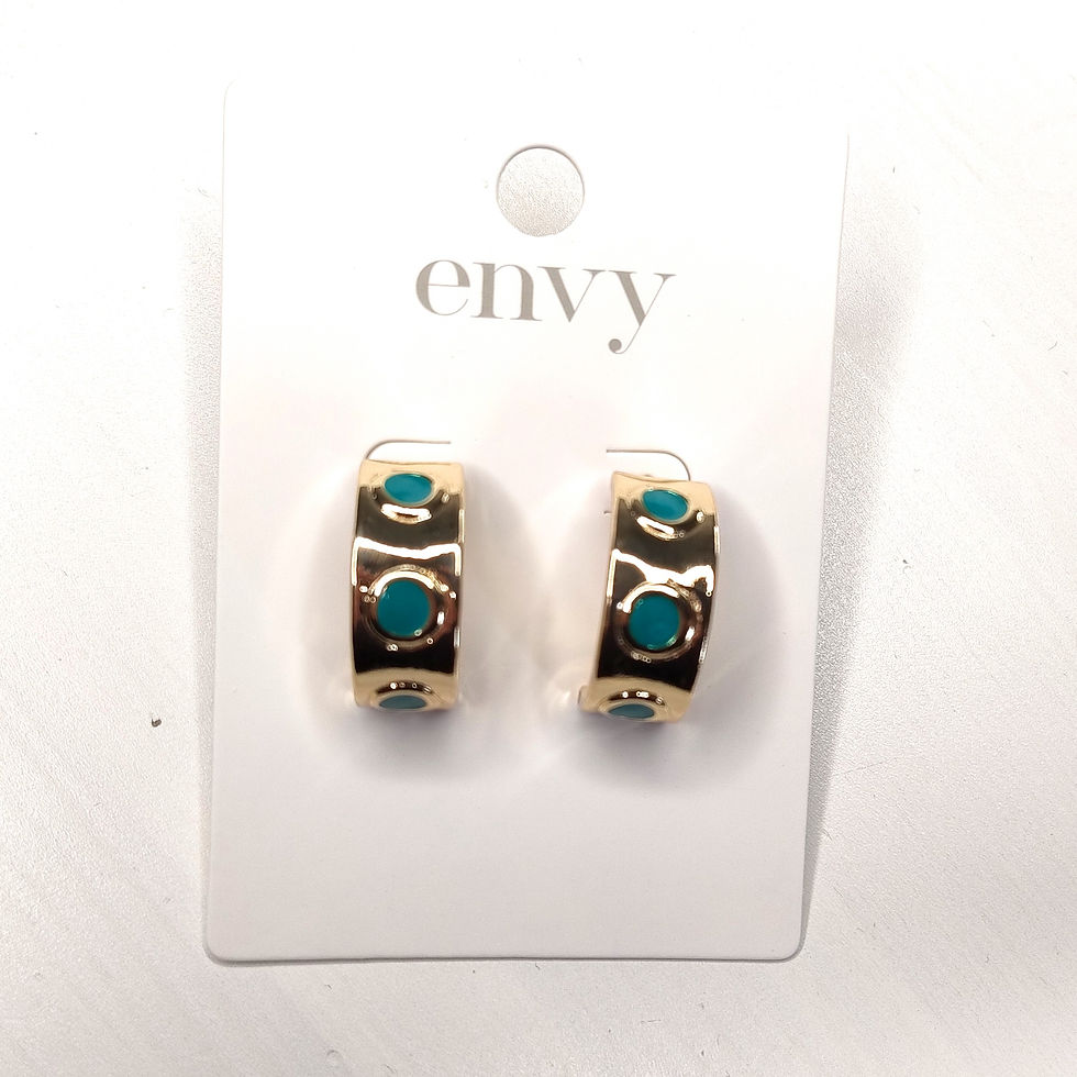 Thumbnail: Envy 3589 Ottoman & Stone Design Hoop Earrings